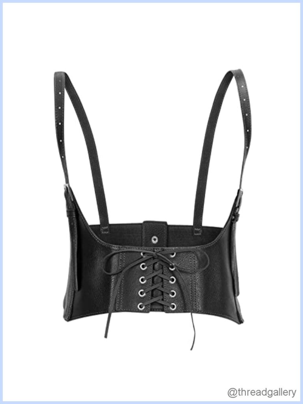 Women Faux Leather Corset Waist Belt Elastic Wide Underbust Lace-up Steampunk